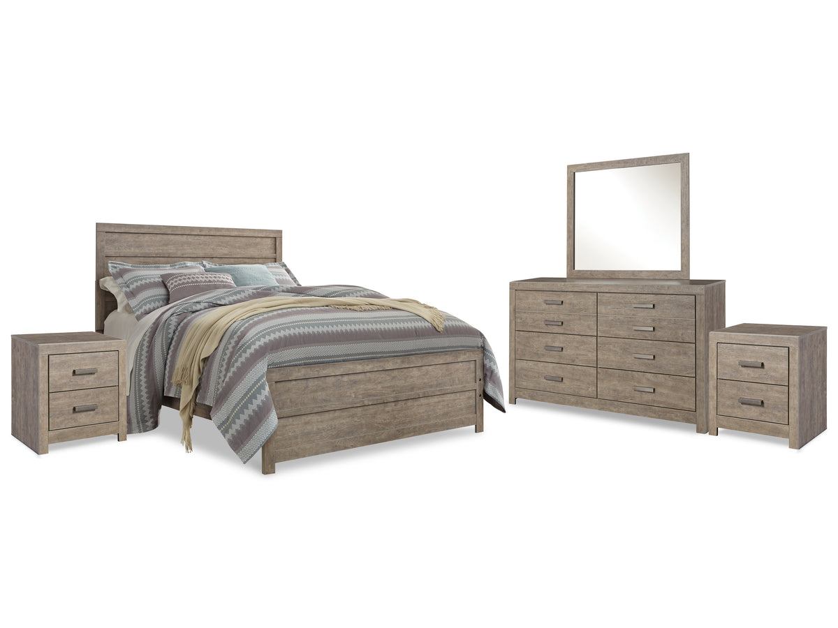 Best Deals Furniture - Ashley Furniture - Culverbach Queen Bed with Mirrored Dresser and 2 Nightstand - Queen Bed with Mirrored Dresser and 2 Nightstand - B070B11