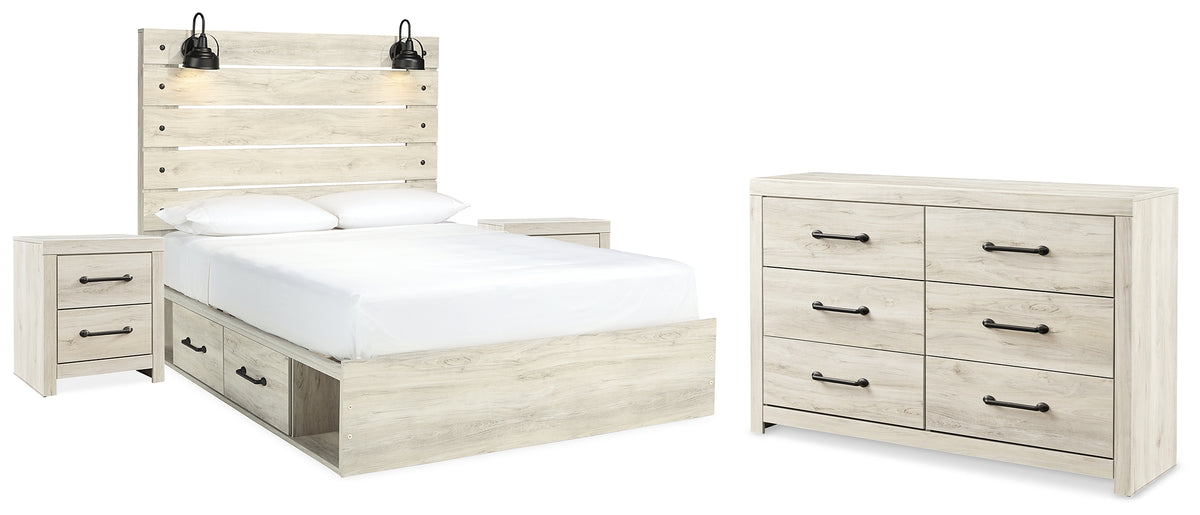 Best Deals Furniture - Ashley Furniture - Cambeck Queen Panel Bed with Storage, Dresser and 2 Nightstands - Queen Panel Bed with Storage, Dresser and 2 Nightstands / Whitewash - B192B114