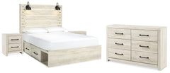 Best Deals Furniture - Ashley Furniture - Cambeck Queen Panel Bed with Storage, Dresser and 2 Nightstands - Queen Panel Bed with Storage, Dresser and 2 Nightstands / Whitewash - B192B114