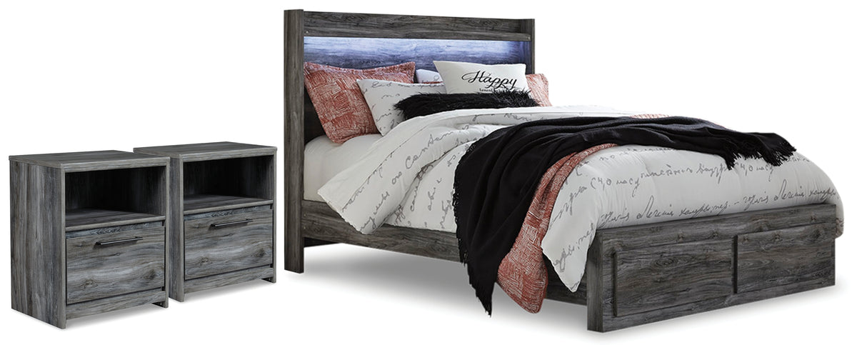 Best Deals Furniture - Ashley Furniture - Baystorm Queen Panel Storage Bed and 2 Nightstands - Queen Panel Storage Bed and 2 Nightstands / Gray - B221B84