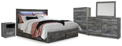 Best Deals Furniture - Ashley Furniture - Baystorm King Storage Bed, Dresser, Mirror, Chest and Nightstand - King Storage Bed, Dresser, Mirror, Chest and Nightstand / Gray - B221B83