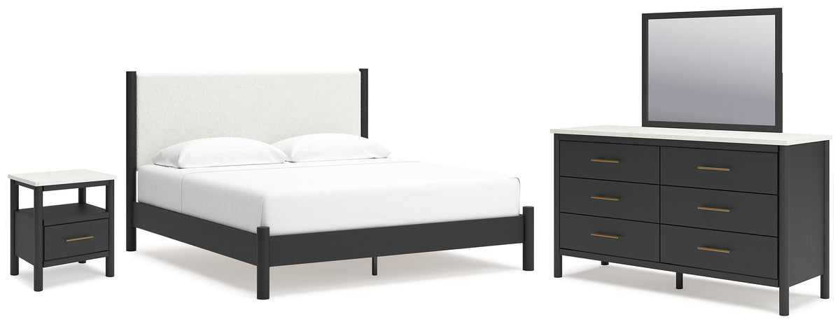 Best Deals Furniture - Ashley Furniture - Cadmori King Panel Bed, Dresser, Mirror and Nightstand - King Panel Bed, Dresser, Mirror and Nightstand / Black/White - B2616B10