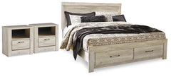 Best Deals Furniture - Ashley Furniture - Bellaby King Storage Bed and 2 Nightstands - King Storage Bed and 2 Nightstands / Whitewash - B331B23