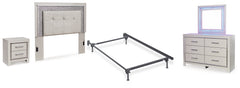 Best Deals Furniture - Ashley Furniture - Zyniden Full Panel Headboard Bed, Dresser, Mirror, Chest and Nightstand - Full Panel Headboard Bed, Dresser, Mirror, Chest and Nightstand / Silver - B2114B15