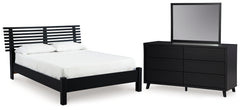 Danziar Full Panel Slat Bed, Dresser and Mirror