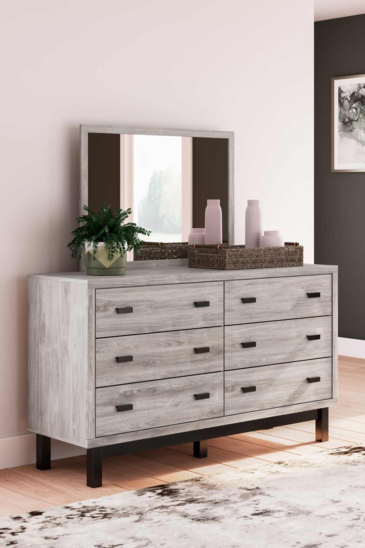 Best Deals Furniture - Ashley Furniture - Vessalli Dresser and Mirror - Dresser and Mirror / Gray - B1036B1