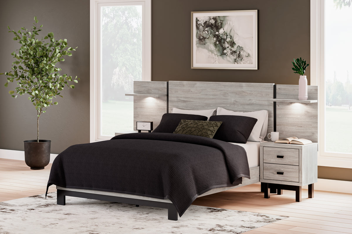 Best Deals Furniture - Ashley Furniture - Vessalli Queen Panel Bed with Extensions - Queen Panel Bed with Extensions / Gray - B1036B5