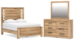 Best Deals Furniture - Ashley Furniture - Brozmont Full Panel Bed, Dresser and Mirror - Full Panel Bed, Dresser and Mirror - B1045B9