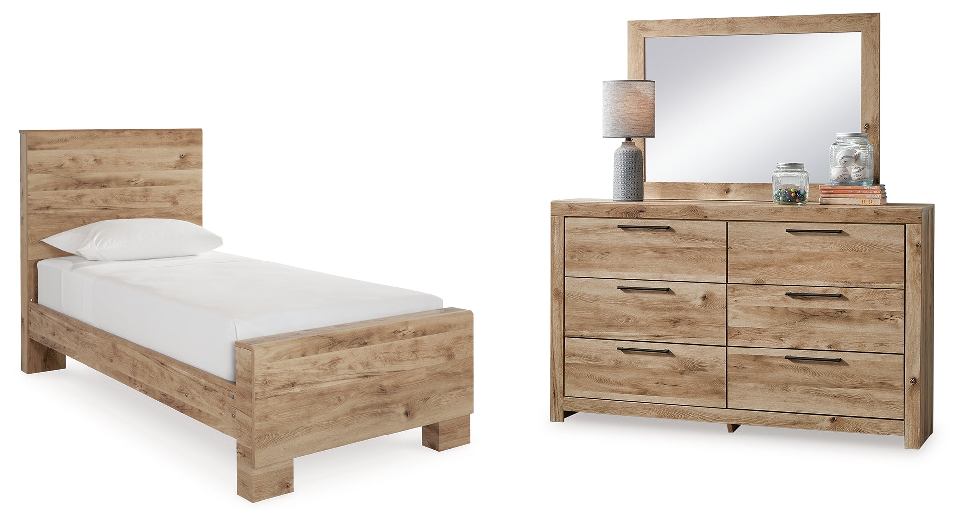 Best Deals Furniture - Ashley Furniture - Hyanna Twin Panel Bed, Dresser and Mirror - Twin Panel Bed, Dresser and Mirror - B1050B22