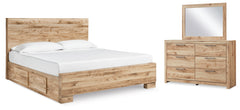 Best Deals Furniture - Ashley Furniture - Hyanna King Panel Bed with 2 Side Storage, Dresser and Mirror - King Panel Bed with 2 Side Storage, Dresser and Mirror - B1050B47