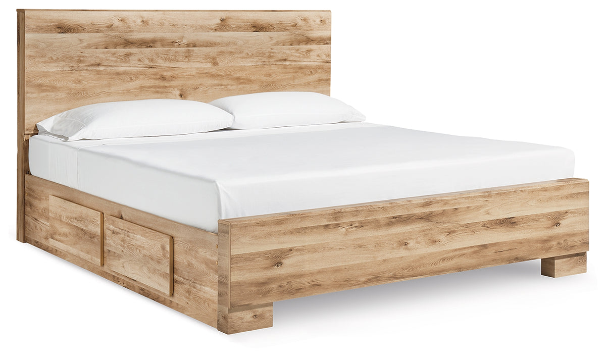 Best Deals Furniture - Ashley Furniture - Hyanna King Panel Bed with 2 Side Storage - King Panel Bed with 2 Side Storage / Tan Brown - B1050B33