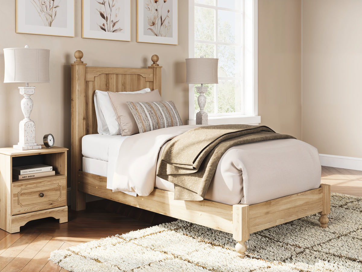 Best Deals Furniture - Ashley Furniture - Aleaport Twin Panel Bed - Twin Panel Bed / Warm Brown - PCB1075B2