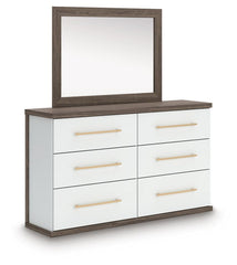 Kendanport King Upholstered Bed, Dresser, Mirror and Chest