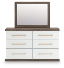 Kendanport King Upholstered Bed, Dresser, Mirror and Chest
