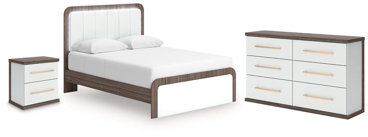 Best Deals Furniture - Ashley Furniture - Kendanport Queen Upholstered Bed, Dresser and Nightstand - Queen Upholstered Bed, Dresser and Nightstand - PCB1108B9