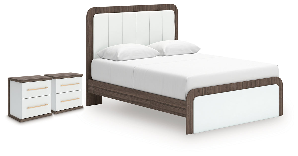 Best Deals Furniture - Ashley Furniture - Kendanport Queen Upholstered Bed and 2 Nightstands - Queen Upholstered Bed and 2 Nightstands - PCB1108B13