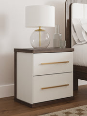 Best Deals Furniture - Ashley Furniture - Kendanport Nightstand - Two Drawer Night Stand / Brown/White - PCB1108-92