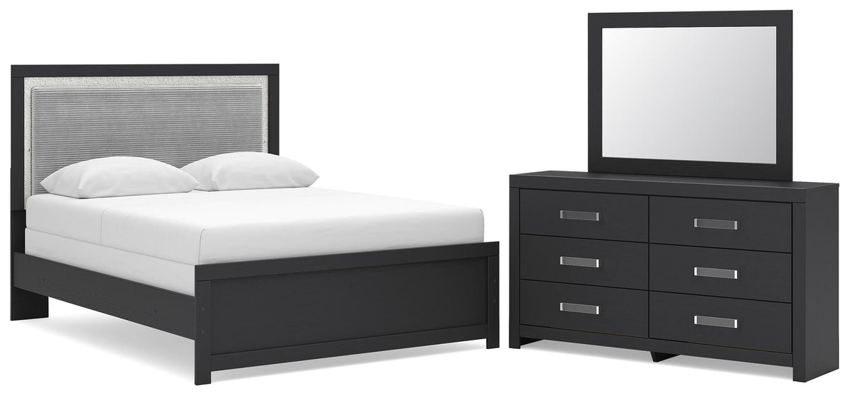 Best Deals Furniture - Ashley Furniture - Maeling Queen Upholstered Panel Bed, Dresser and Mirror - Queen Upholstered Panel Bed, Dresser and Mirror - PCB1115B7