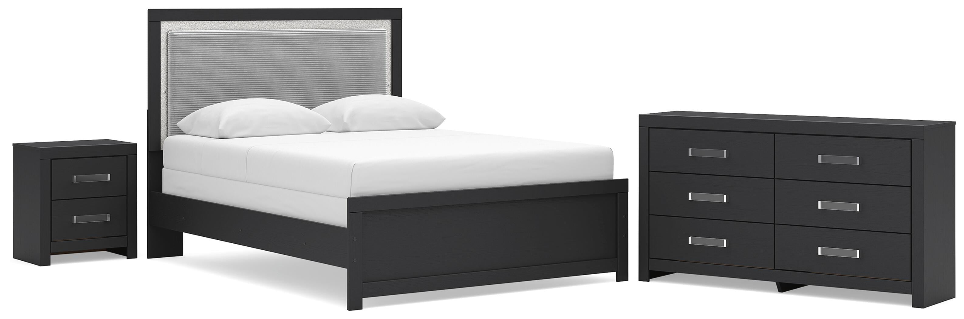 Best Deals Furniture - Ashley Furniture - Maeling Queen Upholstered Panel Bed, Dresser and Nightstand - Queen Upholstered Panel Bed, Dresser and Nightstand - PCB1115B9