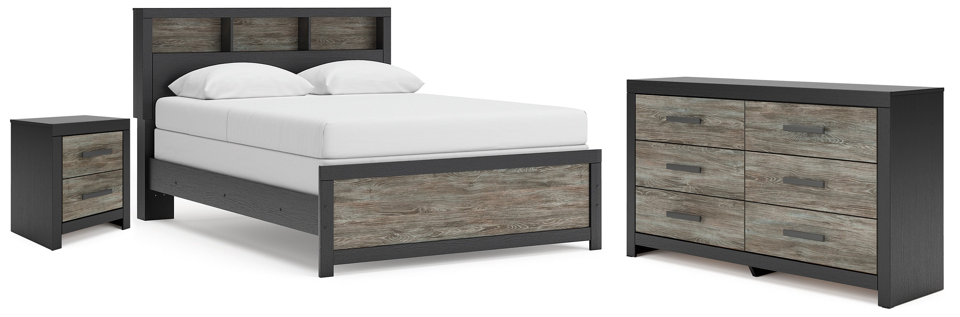 Best Deals Furniture - Ashley Furniture - Broachmyn Queen Bookcase Panel Bed, Dresser and Nightstand - Queen Bookcase Panel Bed, Dresser and Nightstand - PCB1118B20
