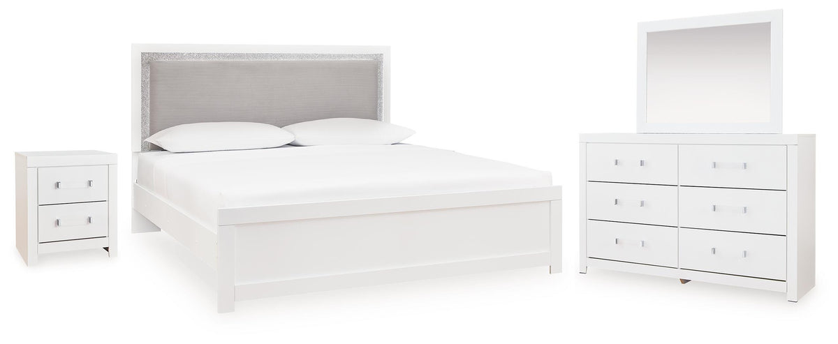 Best Deals Furniture - Ashley Furniture - Maeling Queen Upholstered Panel Bed, Dresser, Mirror and Nightstand - Queen Upholstered Panel Bed, Dresser, Mirror and Nightstand - PCB1119B10