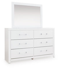 Maeling Full Upholstered Panel Bed, Dresser and Mirror
