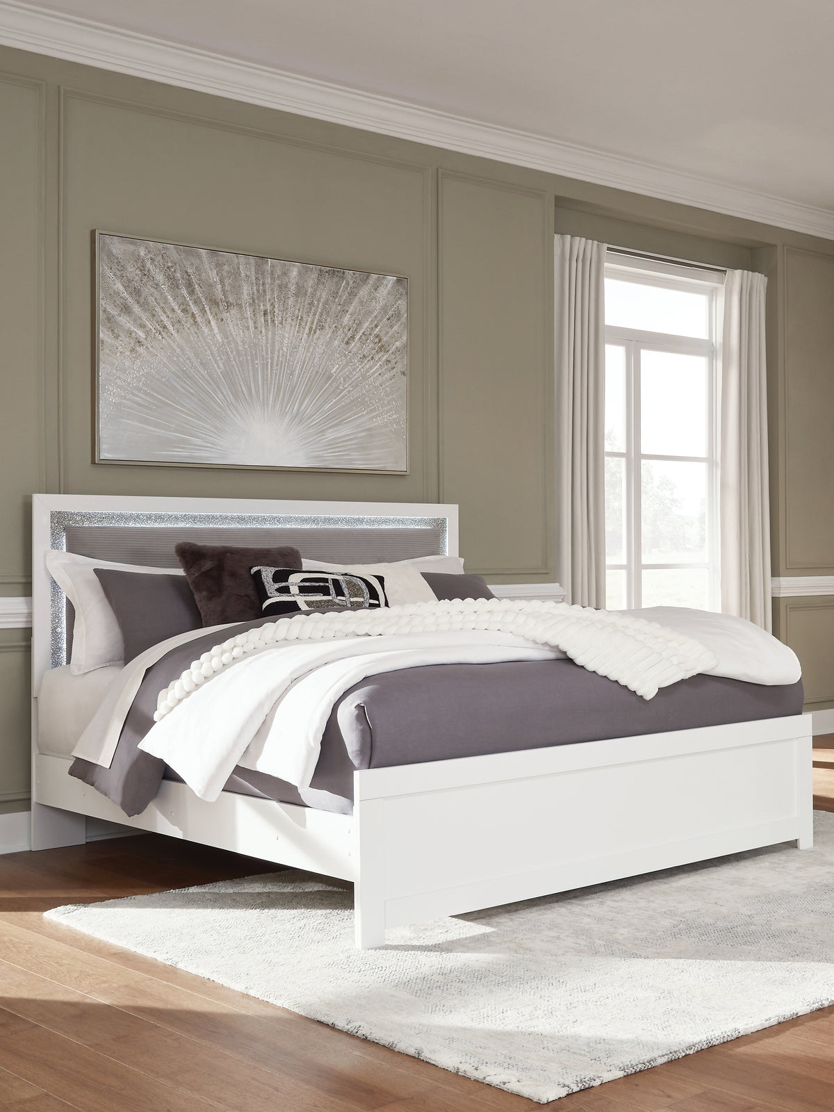 Best Deals Furniture - Ashley Furniture - Maeling King Upholstered Panel Bed - King Upholstered Panel Bed - PCB1119B4