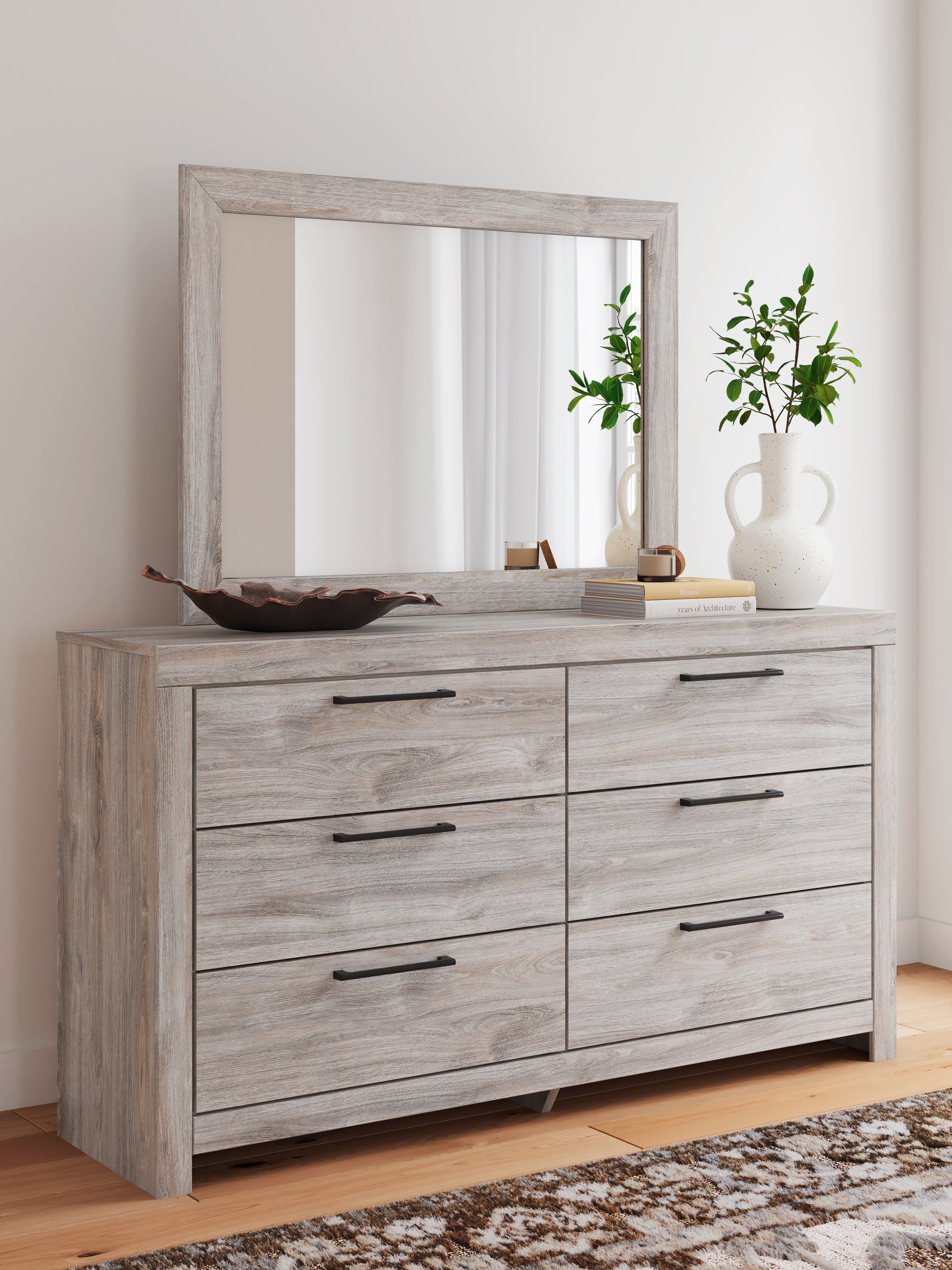 Best Deals Furniture - Ashley Furniture - Broachmyn Dresser and Mirror - Dresser and Mirror / Gray - PCB1120B1