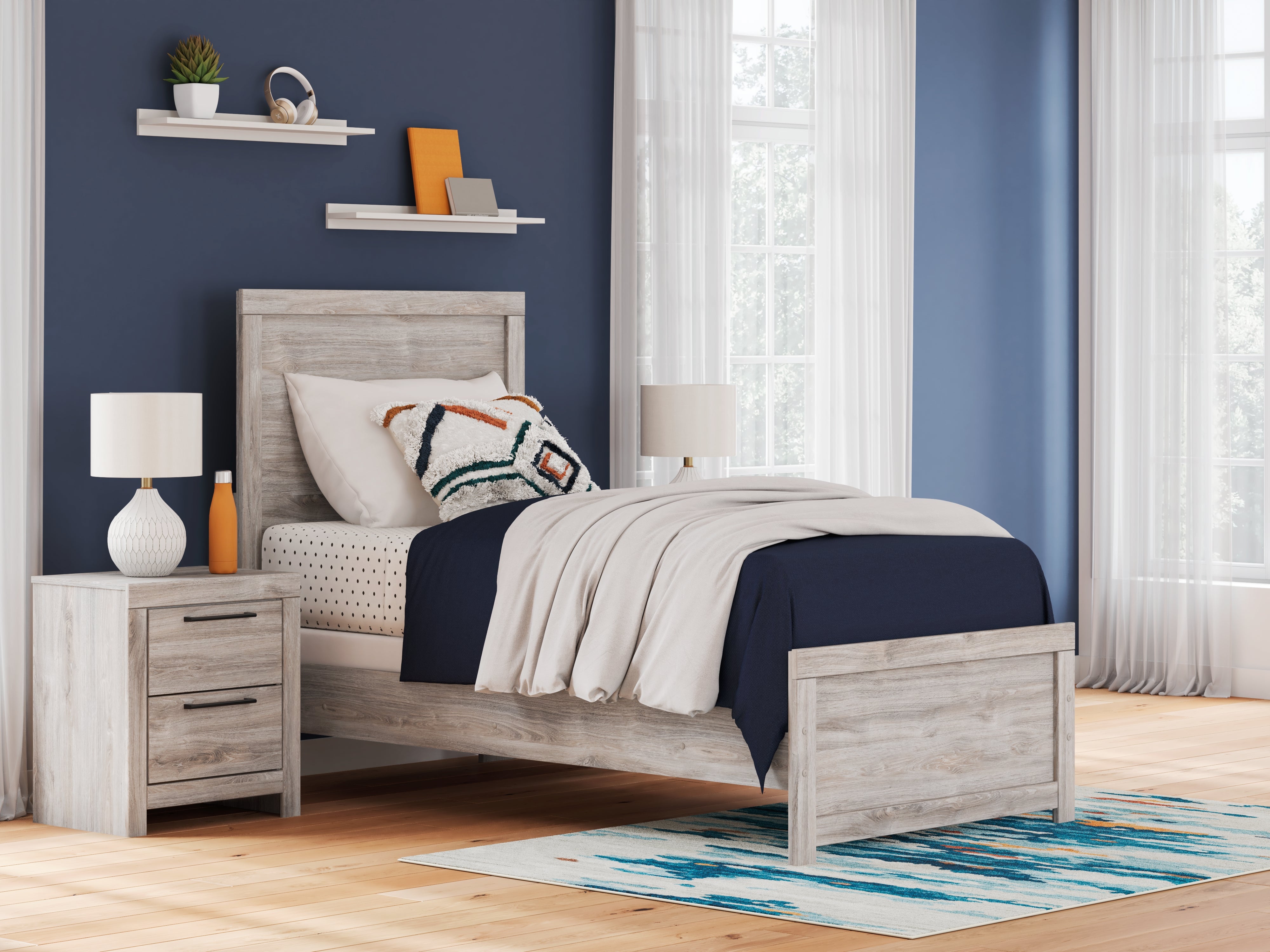 Best Deals Furniture - Ashley Furniture - Broachmyn Twin Panel Bed - Twin Panel Bed / Gray - PCB1120B8