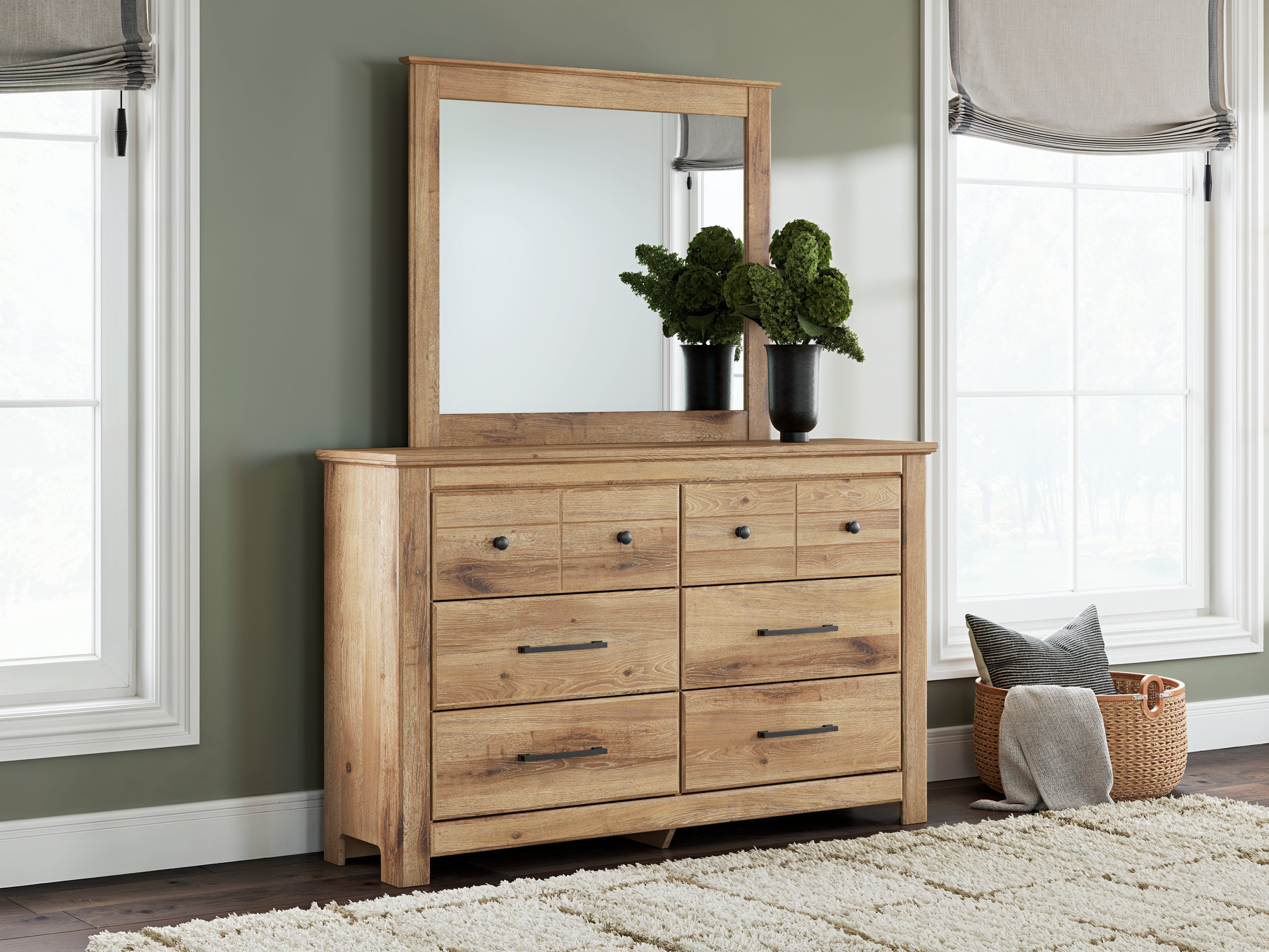 Best Deals Furniture - Ashley Furniture - Makidern Dresser and Mirror - Dresser and Mirror / Tan - PCB1170B1