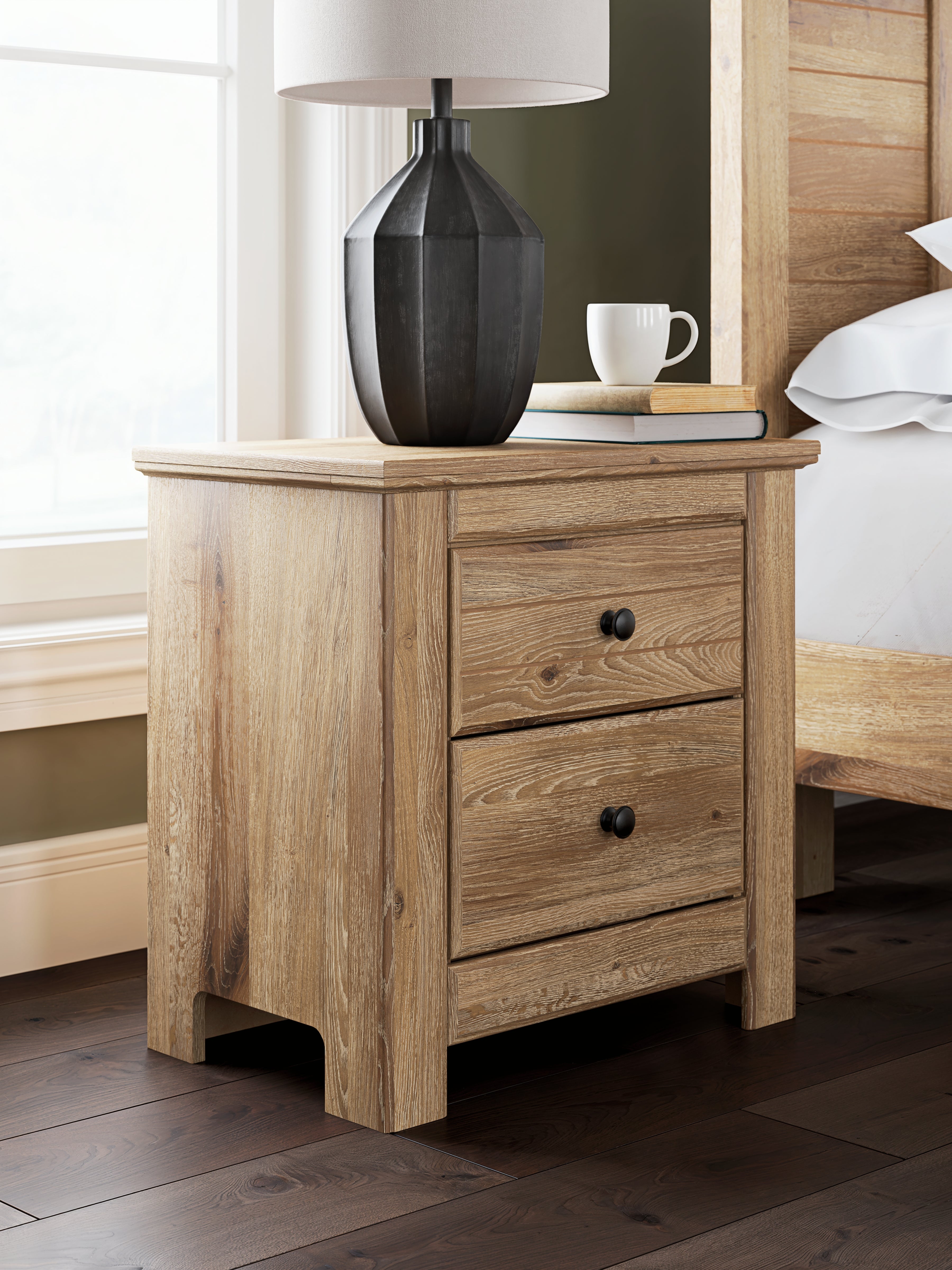 Best Deals Furniture - Ashley Furniture - Makidern Nightstand - Two Drawer Night Stand / Tan - PCB1170-92