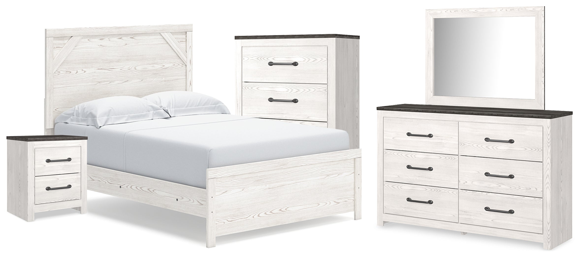 Best Deals Furniture - Ashley Furniture - Gerridan Full Panel Bed, Dresser, Mirror, Chest and Nightstand - Full Panel Bed, Dresser, Mirror, Chest and Nightstand - B1190B33