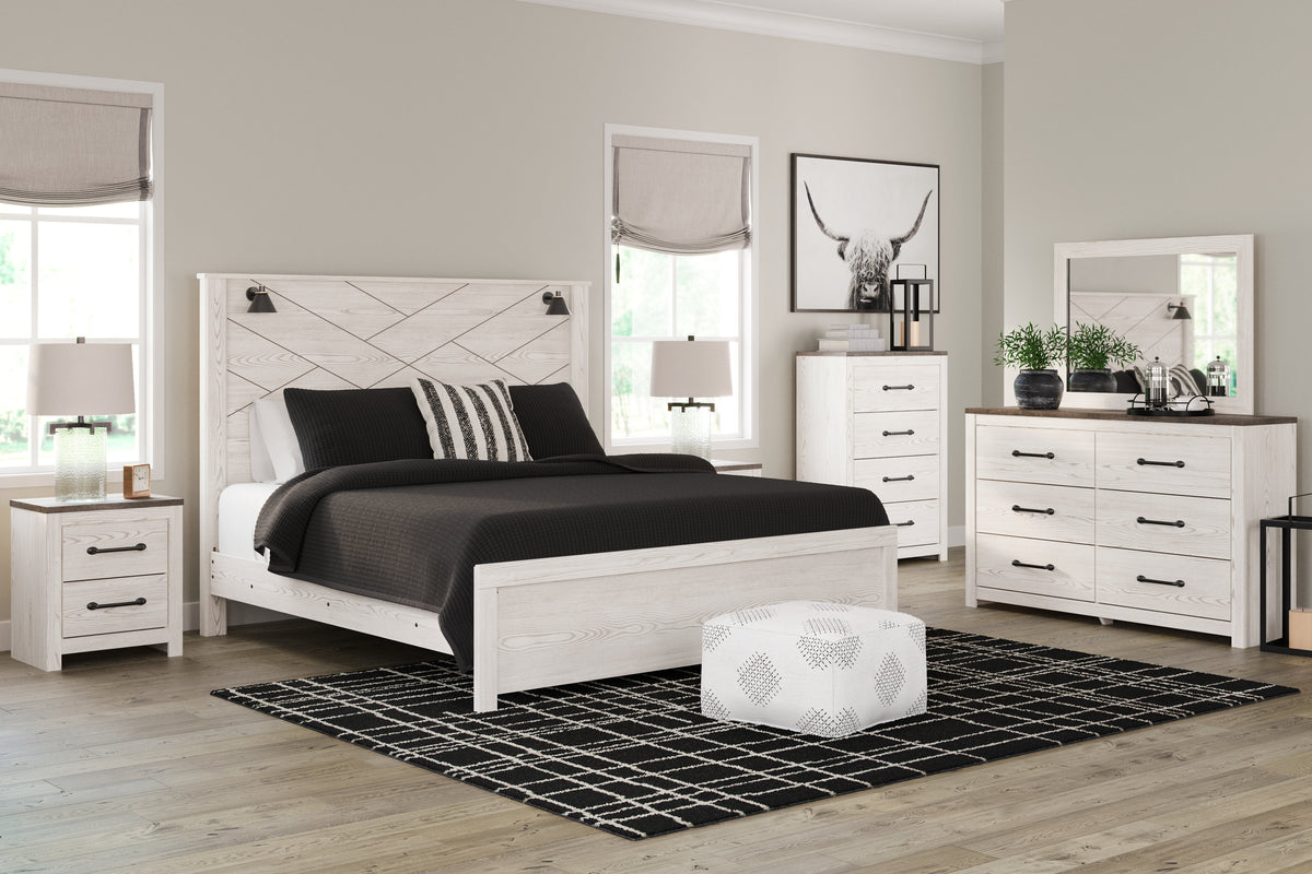 Best Deals Furniture - Ashley Furniture - Gerridan King Panel Bed, Dresser, Mirror, Chest and 2 Nightstands - King Panel Bed, Dresser, Mirror, Chest and 2 Nightstands - B1190B28