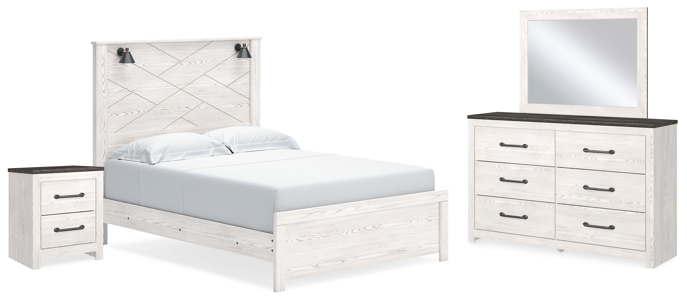 Best Deals Furniture - Ashley Furniture - Gerridan Queen Panel Bed, Dresser, Mirror, and Nightstand - Queen Panel Bed, Dresser, Mirror, and Nightstand - B1190B15