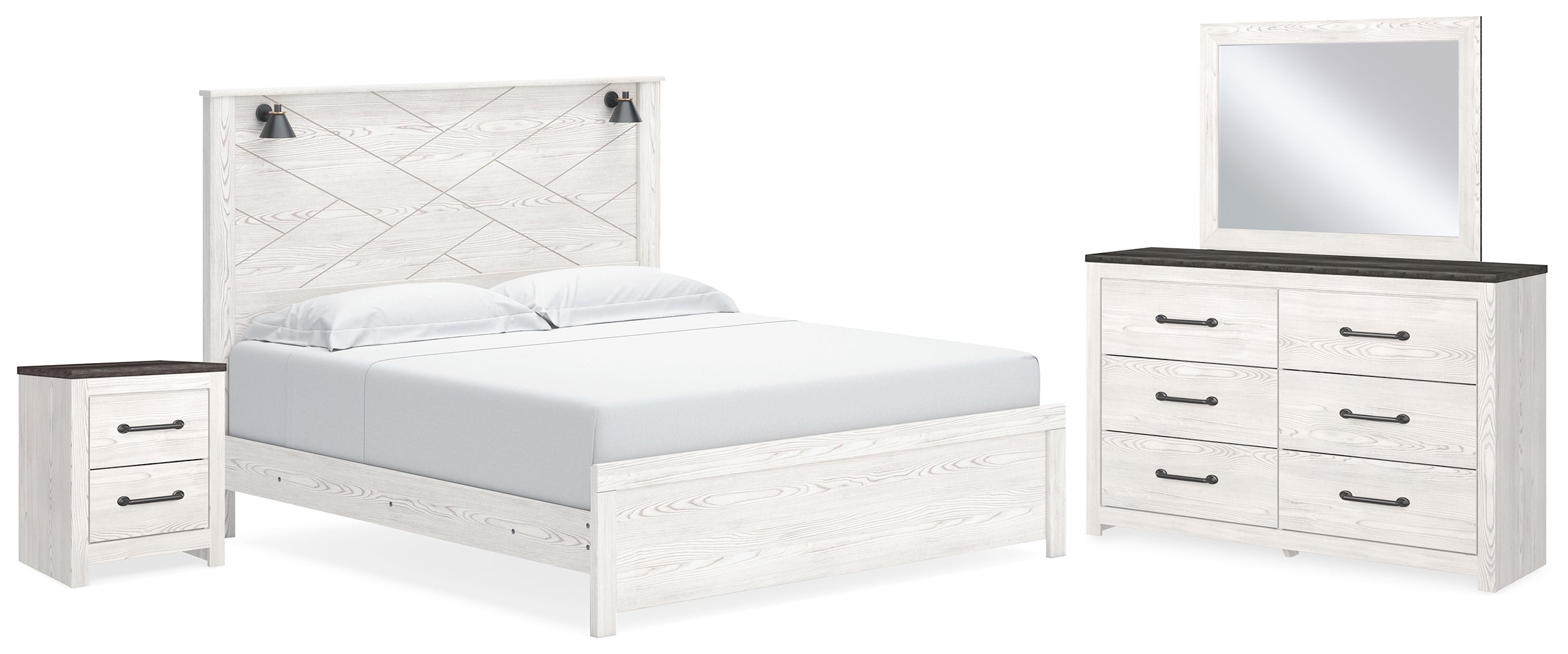 Best Deals Furniture - Ashley Furniture - Gerridan King Panel Bed, Dresser, Mirror and Nightstand - King Panel Bed, Dresser, Mirror and Nightstand - B1190B20