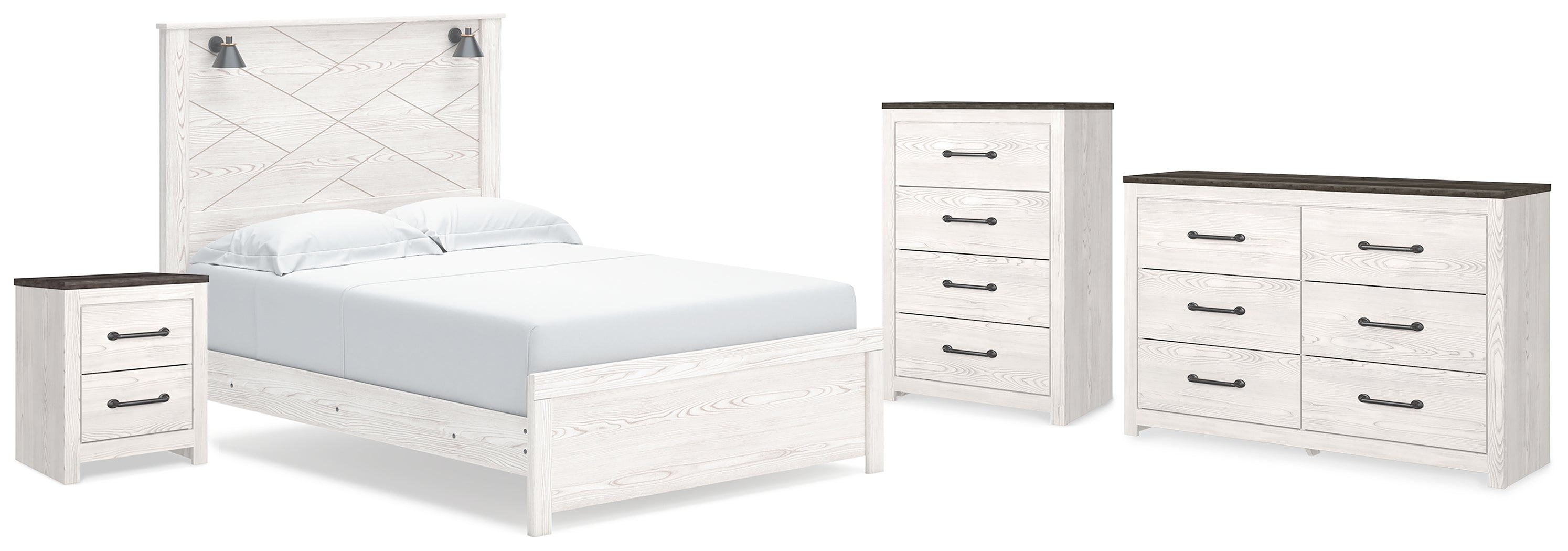 Best Deals Furniture - Ashley Furniture - Gerridan Queen Panel Bed, Dresser, Chest and Nightstand - Queen Panel Bed, Dresser, Chest and Nightstand - B1190B26