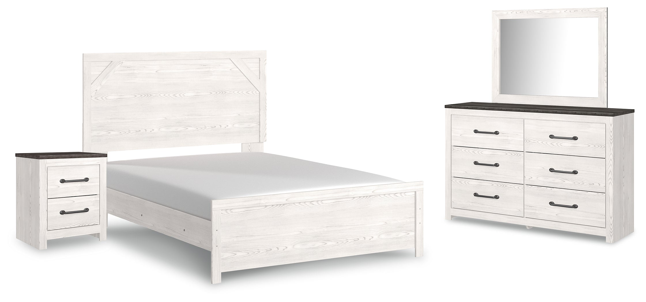 Best Deals Furniture - Ashley Furniture - Gerridan Queen Bed with Mirrored Dresser and Nightstand - Queen Bed with Mirrored Dresser and Nightstand - B1190B11