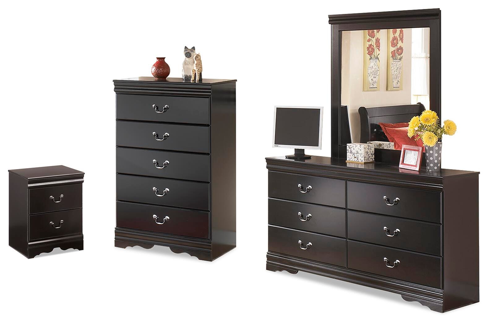 Best Deals Furniture - Ashley Furniture - Huey Vineyard Dresser, Mirror, Chest and Nightstand - Dresser, Mirror, Chest and Nightstand - B128B53