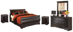 Best Deals Furniture - Ashley Furniture - Huey Vineyard Queen Sleigh Bed with Mirrored Dresser and 2 Nightstands - Queen Sleigh Bed with Mirrored Dresser and 2 Nightstands - B128B15