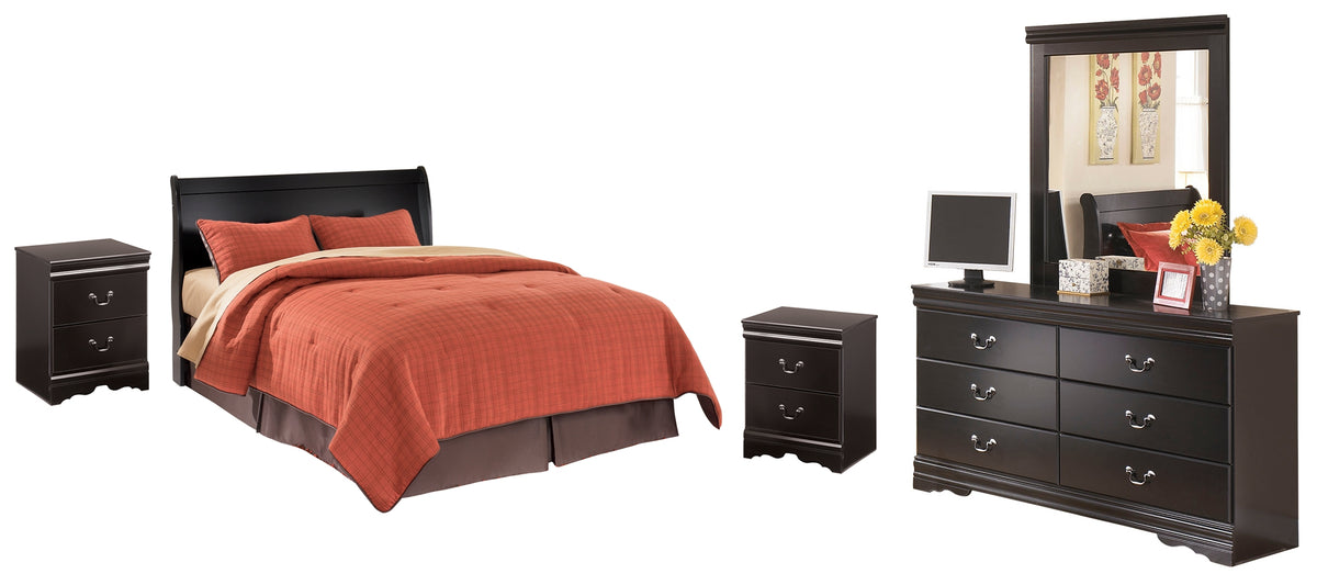 Best Deals Furniture - Ashley Furniture - Huey Vineyard Queen Sleigh Headboard with Dresser, Mirror and 2 Nightstands - Queen Sleigh Headboard with Dresser, Mirror and 2 Nightstands - B128B21