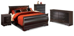 Best Deals Furniture - Ashley Furniture - Huey Vineyard Queen Sleigh Bed, Dresser, Chest and Nightstand - Queen Sleigh Bed, Dresser, Chest and Nightstand - B128B19