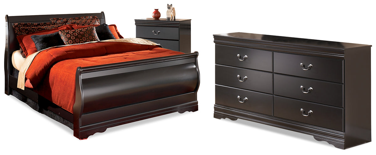 Best Deals Furniture - Ashley Furniture - Huey Vineyard Queen Sleigh Bed, Dresser and Chest - Queen Sleigh Bed, Dresser and Chest - B128B52
