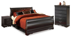 Best Deals Furniture - Ashley Furniture - Huey Vineyard Full Sleigh Bed, Chest and 2 Nightstands - Full Sleigh Bed, Chest and 2 Nightstands - B128B47