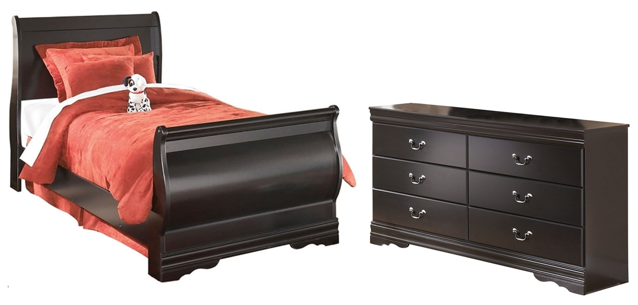Best Deals Furniture - Ashley Furniture - Huey Vineyard Twin Sleight Bed and Dresser - Twin Sleight Bed and Dresser - B128B43
