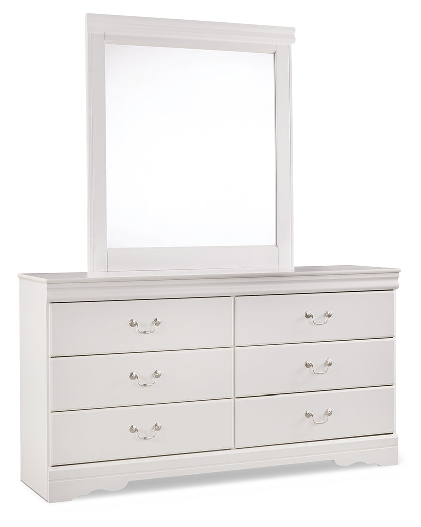 Best Deals Furniture - Ashley Furniture - Anarasia Twin Sleigh Headboard, Dresser and Mirror - Twin Sleigh Headboard, Dresser and Mirror / White - B129B18