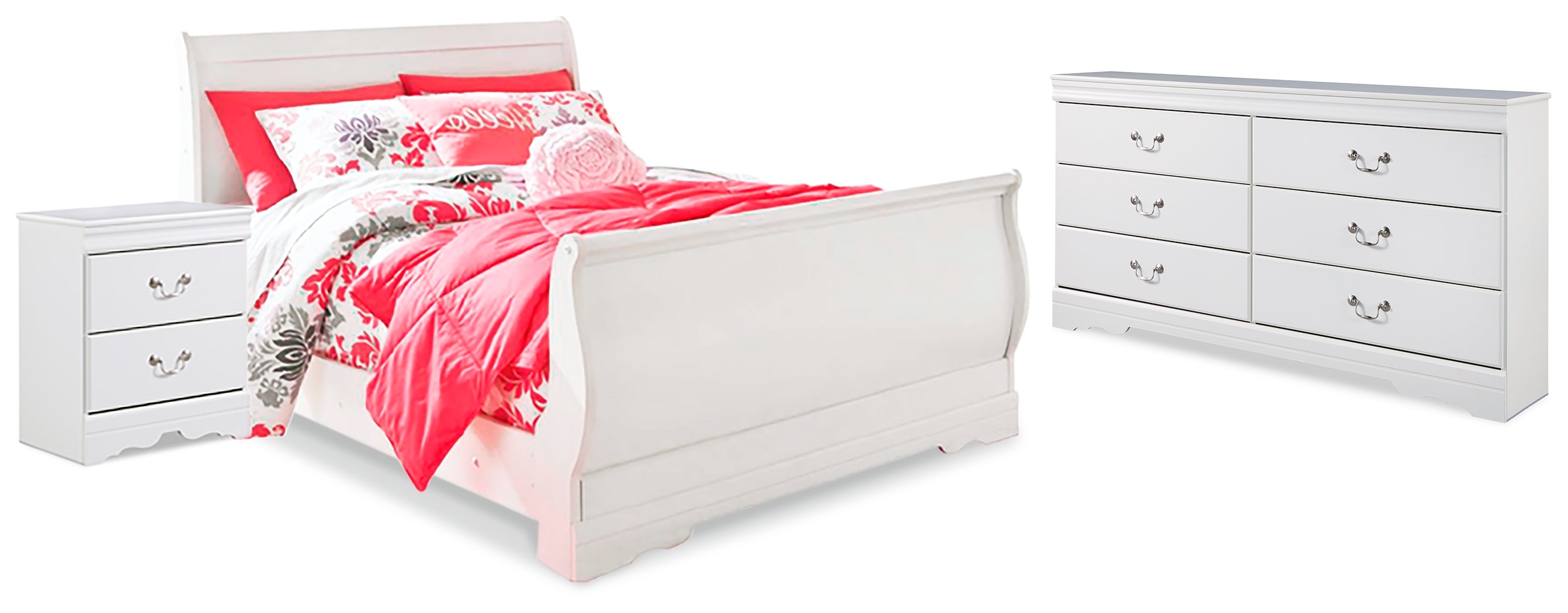 Best Deals Furniture - Ashley Furniture - Anarasia Full Sleigh Bed, Dresser and Nightstand - Full Sleigh Bed, Dresser and Nightstand - B129B17