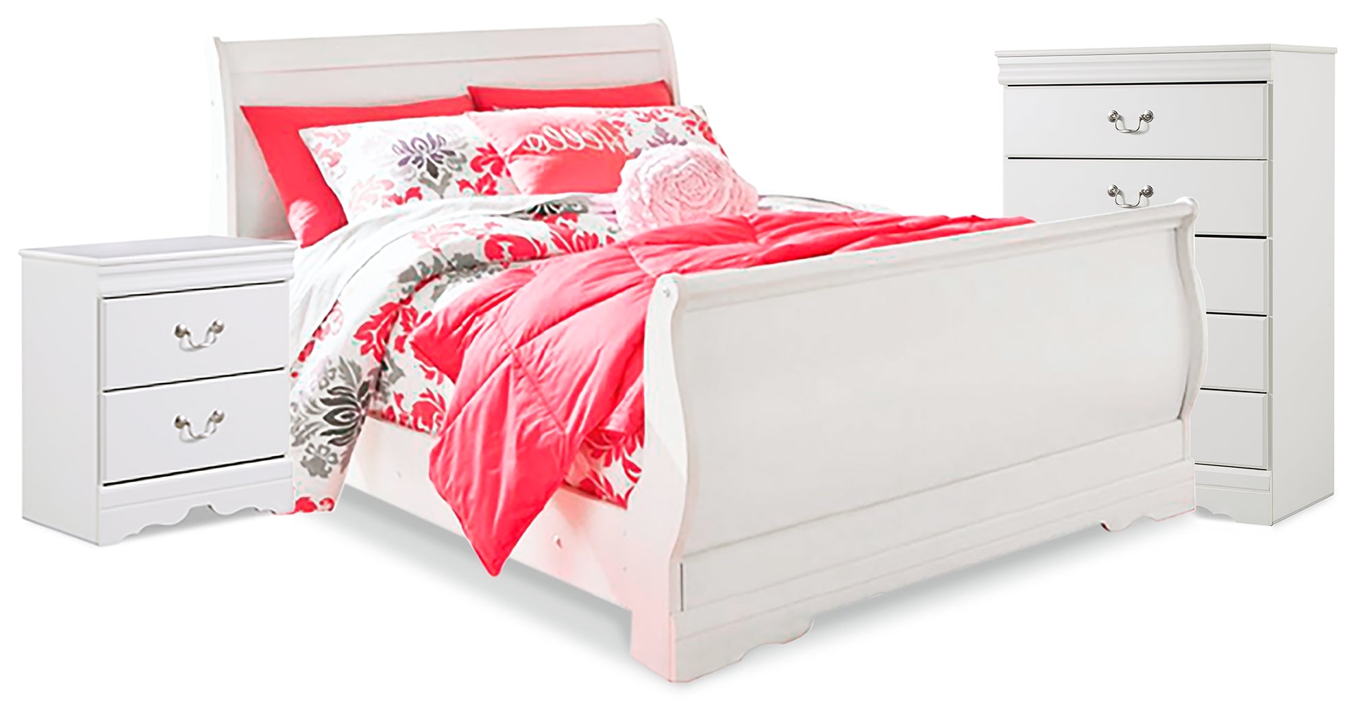 Best Deals Furniture - Ashley Furniture - Anarasia Full Sleigh Bed, Chest and Nightstand - Full Sleigh Bed, Chest and Nightstand - B129B22