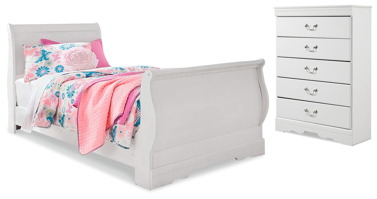Best Deals Furniture - Ashley Furniture - Anarasia Twin Sleigh Bed and Chest - Twin Sleigh Bed and Chest - B129B16