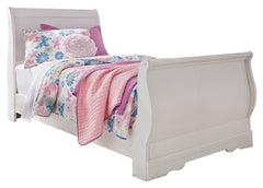 Best Deals Furniture - Ashley Furniture - Anarasia Twin Sleigh Bed, Dresser and Mirror - Twin Sleigh Bed, Dresser and Mirror / White - B129B6
