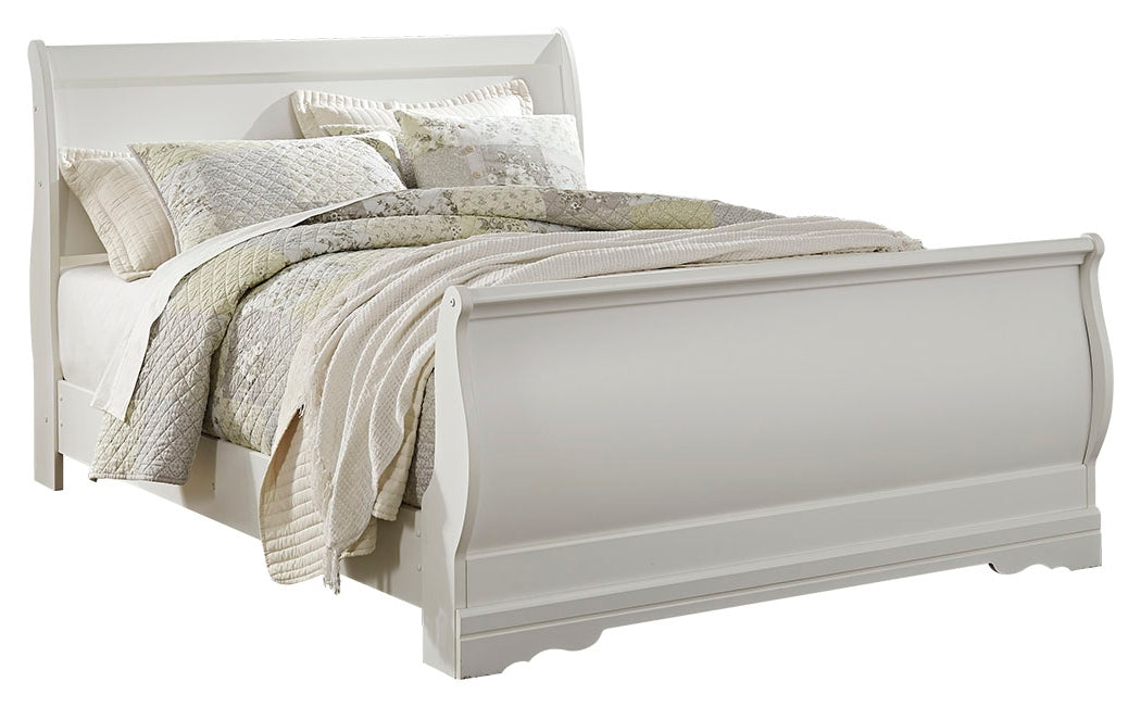 Best Deals Furniture - Ashley Furniture - Anarasia Queen Sleigh Bed, Dresser and Mirror - Queen Sleigh Bed, Dresser and Mirror / White - B129B5